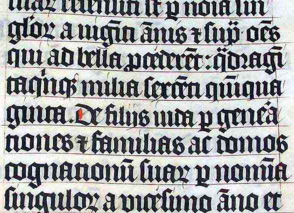 Gothic font in Latin manuscript