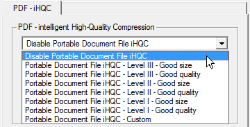 Control panel for PDF compression