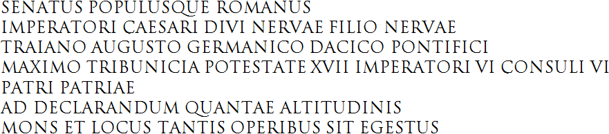 Epxanded version of the text of the inscription on Trajan’s column (Rome)