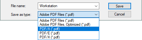 Adobe Acrobat PDF-A format for long-time archiving